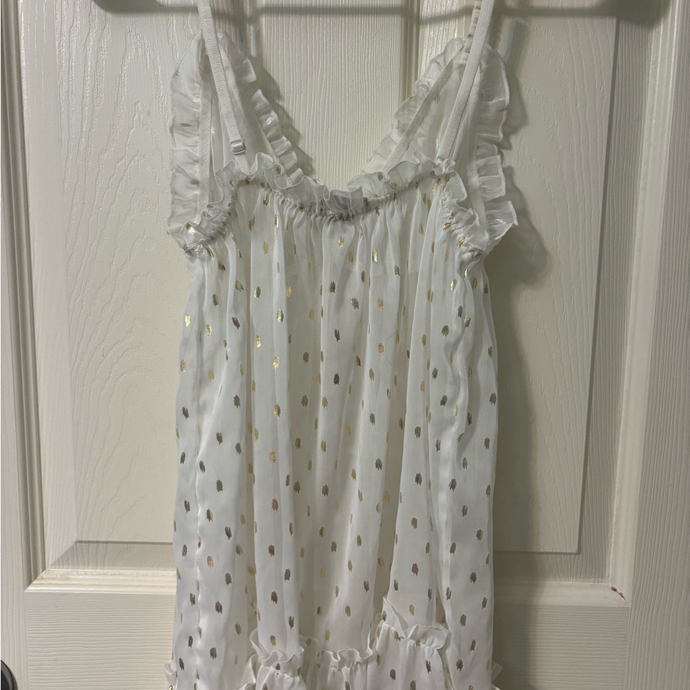 Victoria's Secret Lingerie, White See Through with Gold Accents and Panties - Picture 4 of 8
